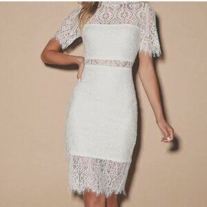 Lulus Dress Size XL White Lace Dress NWT